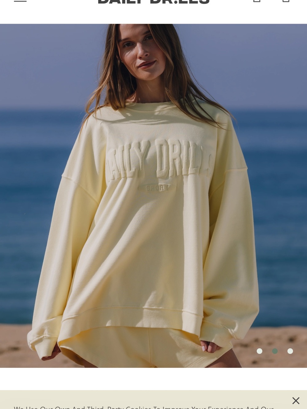Daily Drills Pale Yellow Embossed Logo Sweatshirt